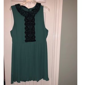 Teal Lace Collared Dress
